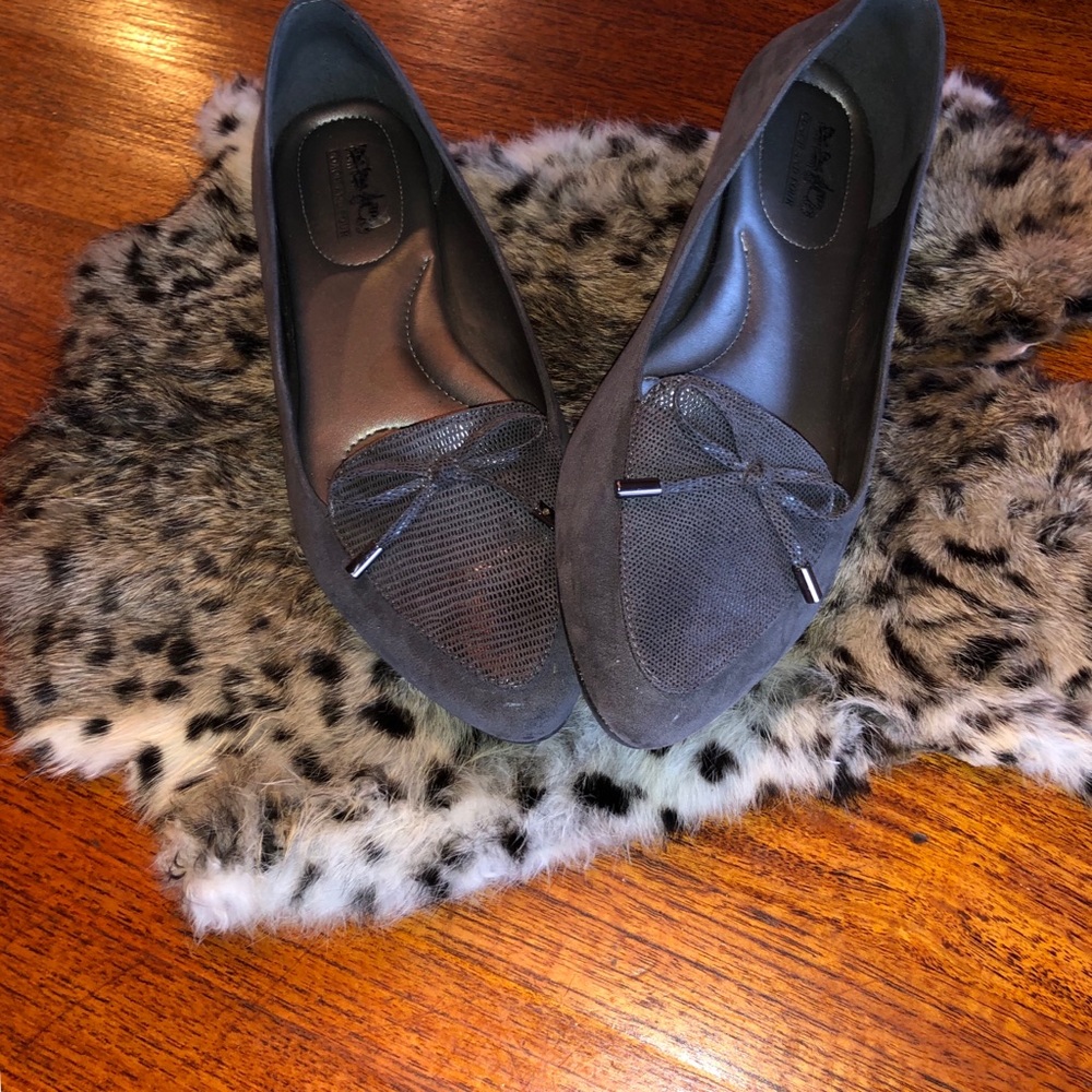 Coach Charcoal Loafers with Mesh Bow